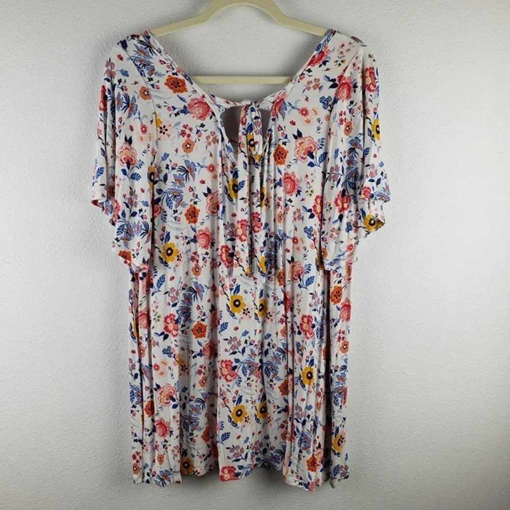 Lane Bryant Women's Size‎ 14/16 Swing Tee Challis Wildflower Print Tie Back